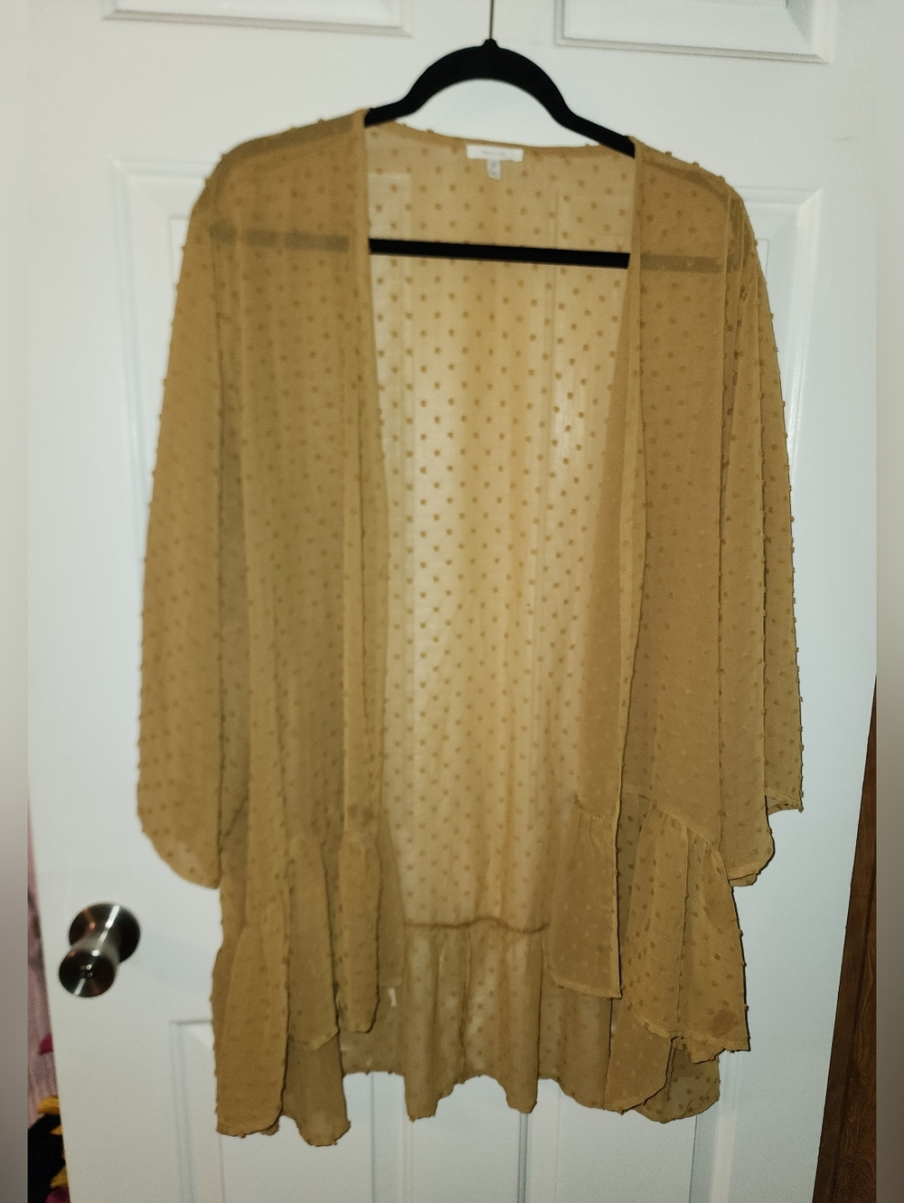Maurices Sheer Dotted Ruffle Cardigan PLUS 4
